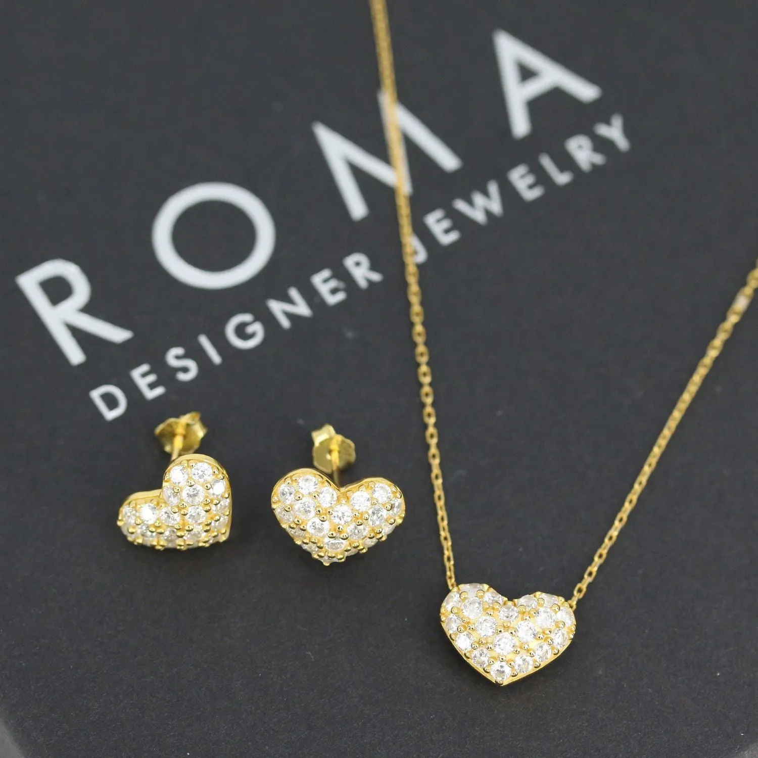 Valentina Pave Heart Earrings (Gold)