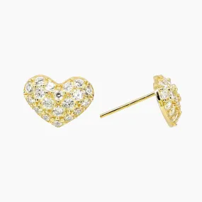 Valentina Pave Heart Earrings (Gold)