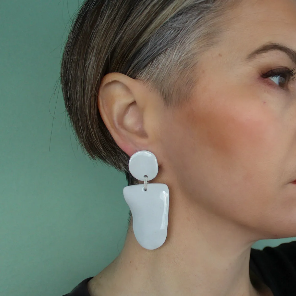 White Statement Porcelain Earrings