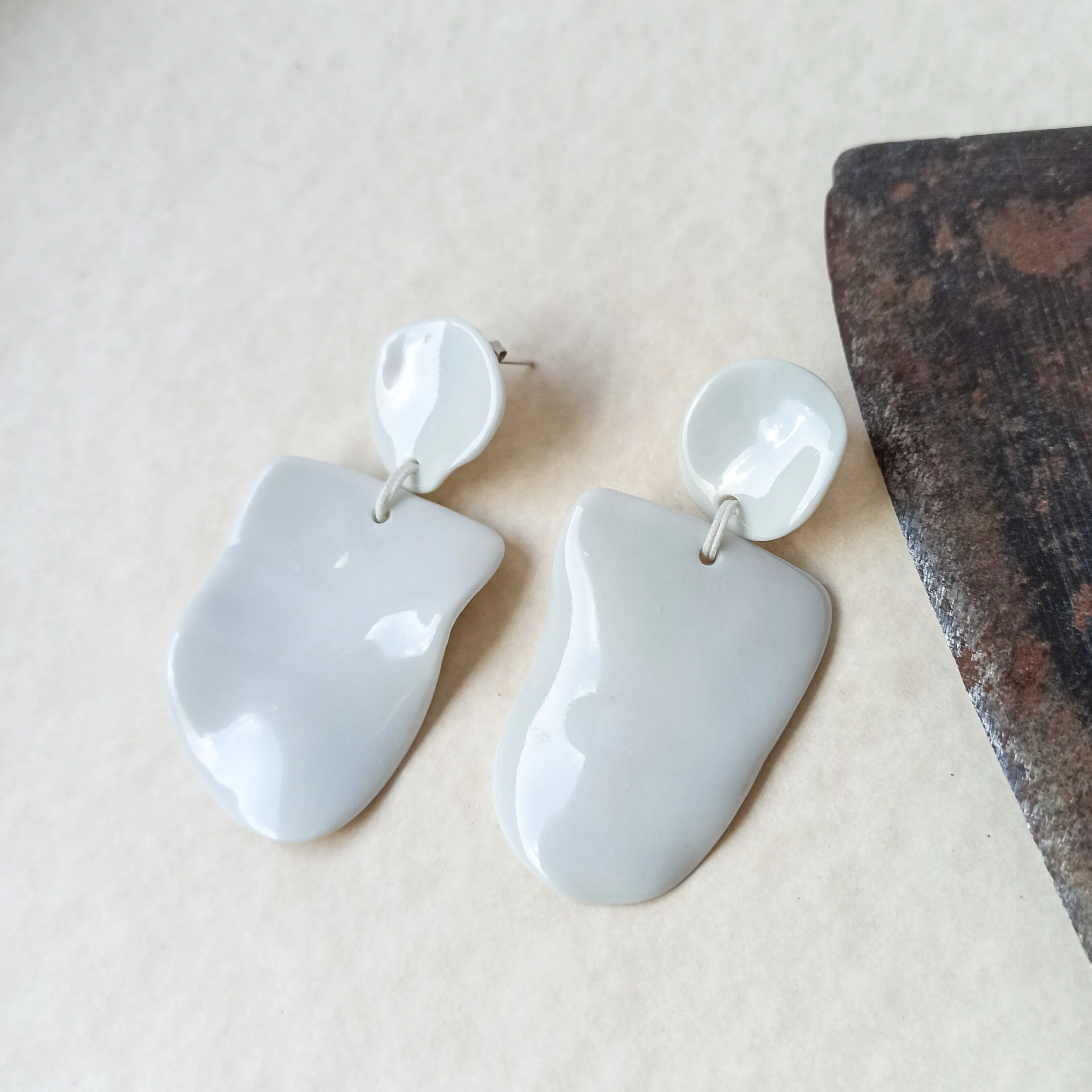 White Statement Porcelain Earrings