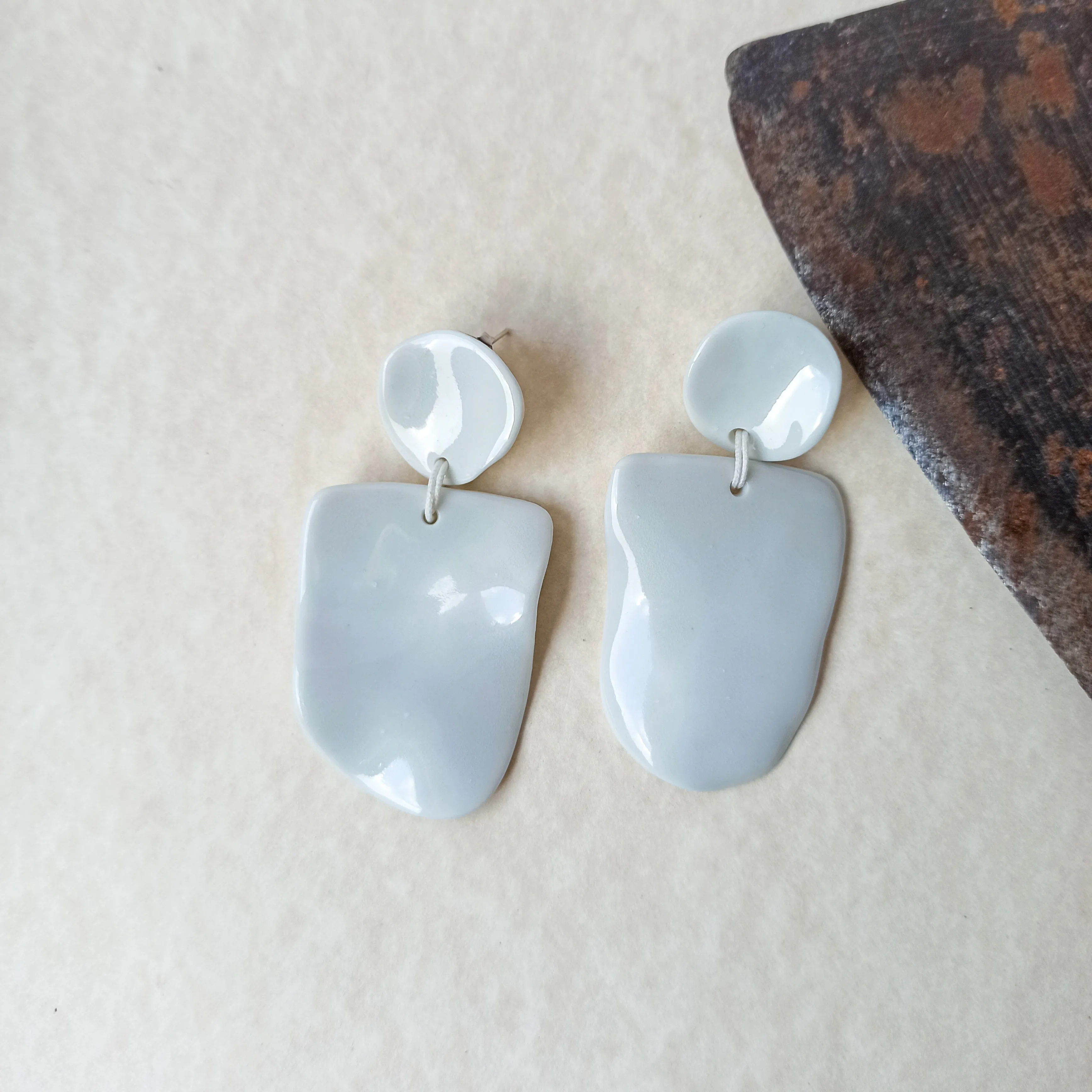 White Statement Porcelain Earrings