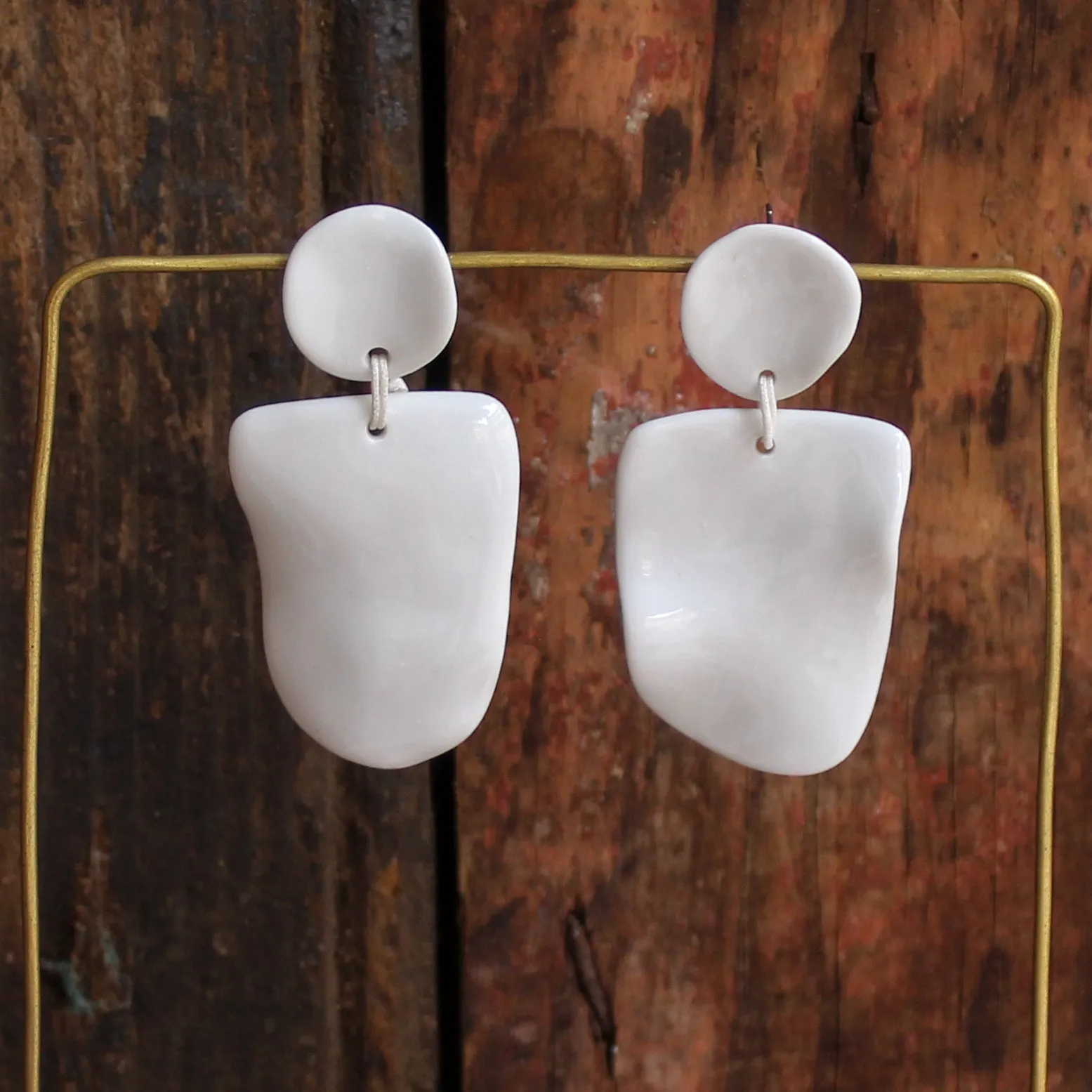 White Statement Porcelain Earrings