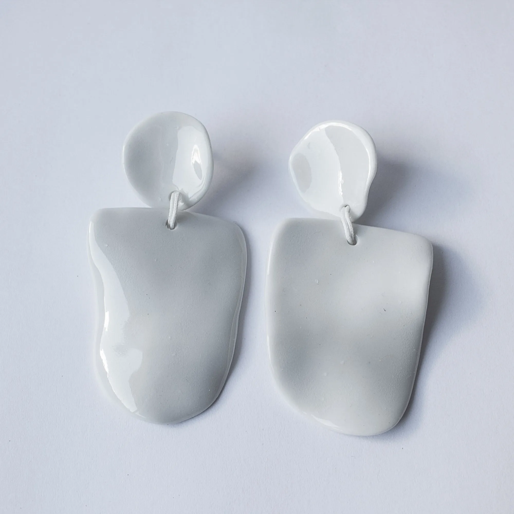 White Statement Porcelain Earrings