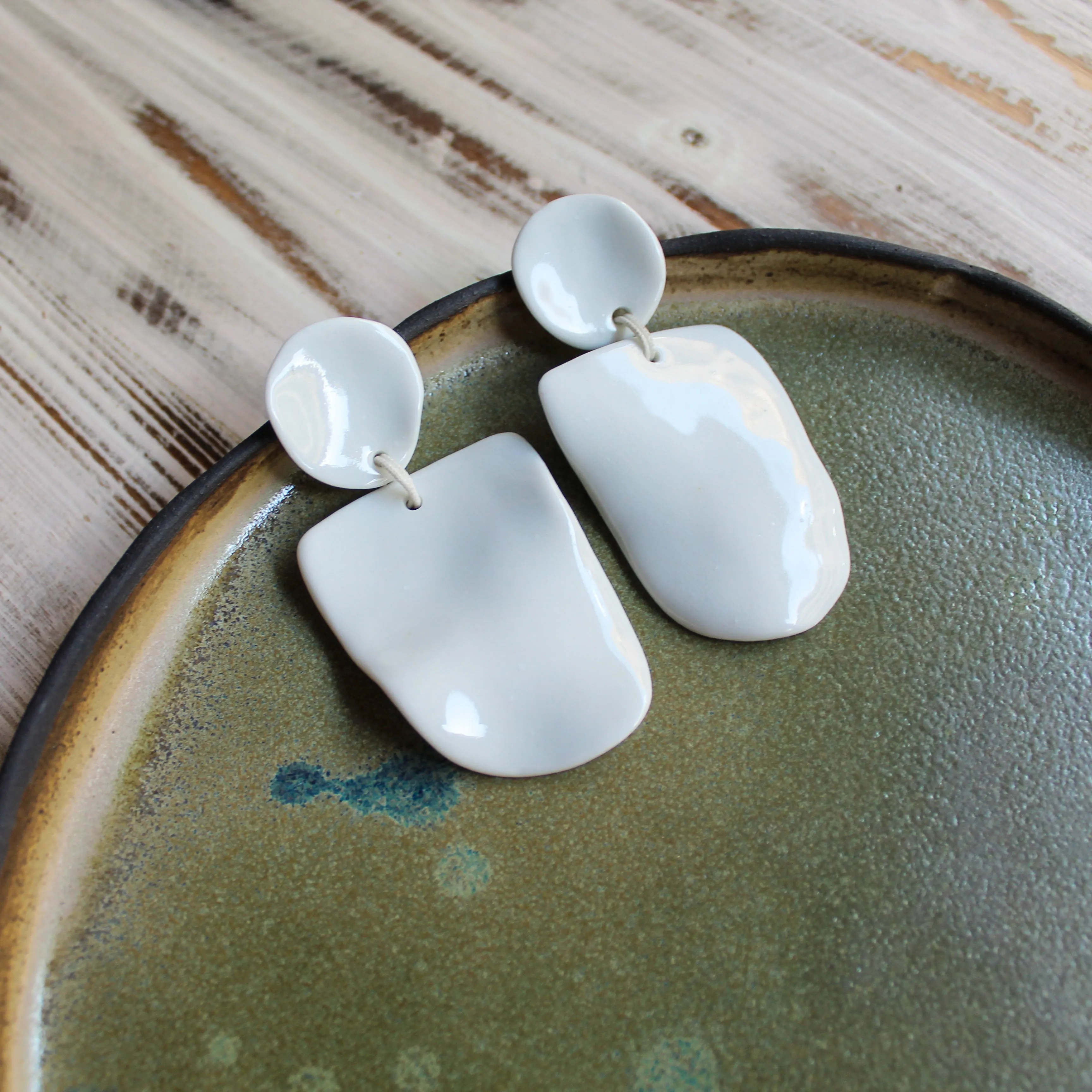 White Statement Porcelain Earrings