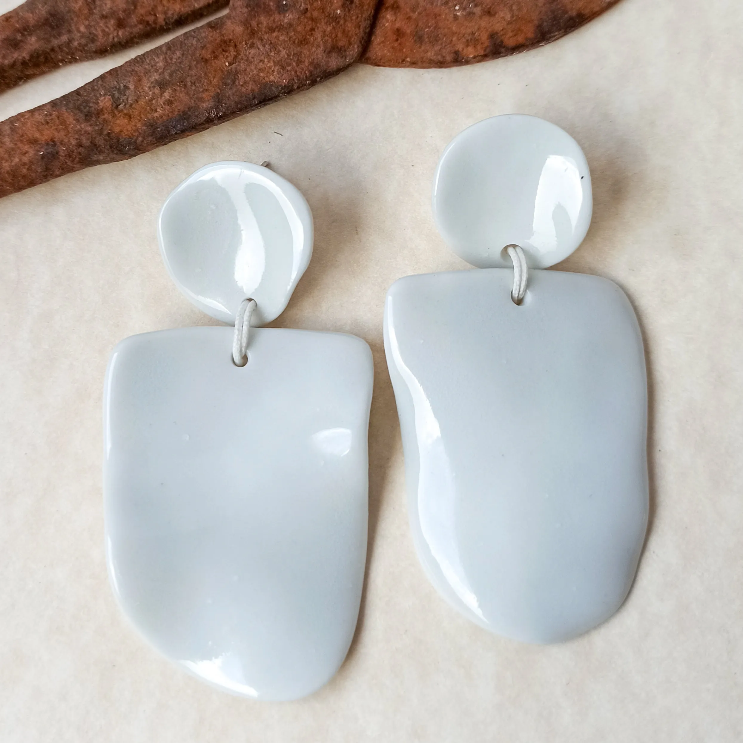 White Statement Porcelain Earrings